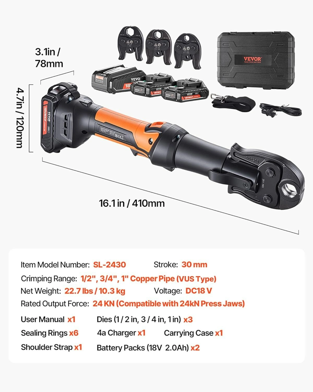 VEVOR 18V Electric Pipe Press Tool - 图片 8